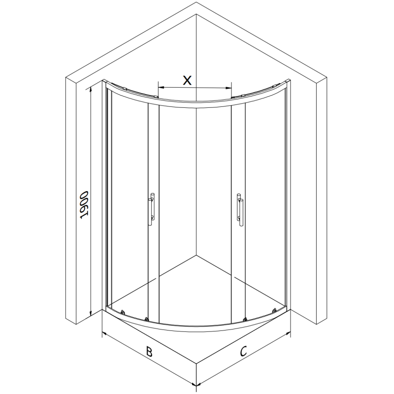 Mexen Rio cabine de douche semi-circulaire 70 x 70 cm, transparent, dorée + bac à douche, blanc - 863-070-070-50-00-4710