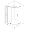 Mexen Rio cabine de douche semi-circulaire 90 x 90 cm, bandes blanches, chrome + receveur Rio, blanc - 863-090-090-01-20-4710