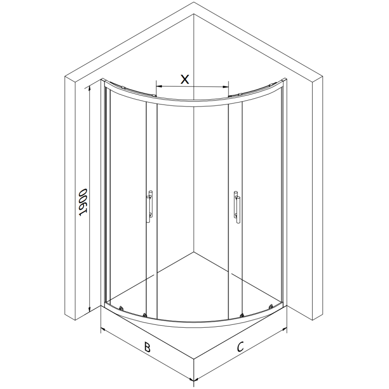 Mexen Rio ronde douchecabine 70 x 70 cm, transparant, chroom + douchebak, wit - 863-070-070-01-00-4710