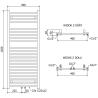Mexen Pluton Badheizkörper 1200 x 500 mm, 493 W, Chrom - W106-1200-500-00-01