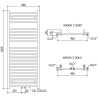 Mexen Pluton Badheizkörper 1200 x 500 mm, 493 W, Chrom - W106-1200-500-00-01