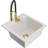 Mexen Vito lavello in granito a 1 vasca con miscelatore da cucina Aster, bianco - 6503-20-73450-57-G