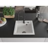 Mexen Vito 1-bowl granite sink with Aster kitchen tap, white - 6503-20-73450-70-B