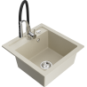 Mexen Vito 1-Bowl Granite Sink with Aster Kitchen Faucet, Beige - 6503-69-73450-07