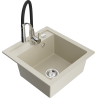Mexen Vito 1-Bowl Granite Sink with Aster Kitchen Tap, Beige - 6503-69-73450-07