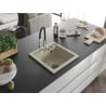Mexen Vito 1-bowl granite sink with Aster kitchen tap, beige - 6503-69-73450-07-B