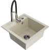 Mexen Vito fregadero de cocina de granito de 1 cubeta con grifo de cocina Aster, color beige - 6503-69-73450-07-B