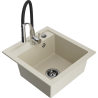 Mexen Vito granite sink 1-bowl with Aster kitchen faucet, beige - 6503-69-73450-07-B