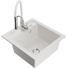 Mexen Vito fregadero de granito de 1 cuenca con grifo de cocina Aster, blanco - 6503-20-73450-02