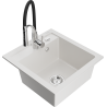 Mexen Vito fregadero de granito de 1 seno con grifo de cocina Aster, blanco - 6503-20-73450-07