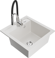 Mexen Vito lavello in granito 1-vasca con miscelatore cucina Aster, bianco - 6503-20-73450-07