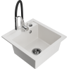 Mexen Vito granieten spoelbak 1-komerig met keukenkraan Aster, wit - 6503-20-73450-07-B