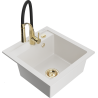 Mexen Vito lavello in granito a 1 vasca con miscelatore da cucina Aster, bianco - 6503-20-73450-57-B