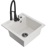 Mexen Vito 1-bowl granite sink with Aster kitchen tap, white - 6503-20-73450-70-B