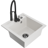 Mexen Vito fregadero de granito de 1 cubeta con grifo de cocina Aster, blanco - 6503-20-73450-70-B