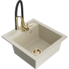 Mexen Vito évier en granit 1 bac avec robinet de cuisine Aster, beige - 6503-69-73450-57-G