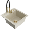 Mexen Vito lavello da cucina in granito 1-vasca con miscelatore da cucina Aster, beige - 6503-69-73450-57-G