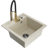 Mexen Vito 1-bowl granite sink with Aster kitchen tap, beige - 6503-69-73450-57-B