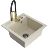 Mexen Vito granieten gootsteen met 1 bak en keukenmengkraan Aster, beige - 6503-69-73450-57-B