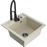 Mexen Vito granieten spoelbak met 1 kom en keukenkraan Aster, beige - 6503-69-73450-70-B
