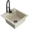 Mexen Vito granitische 1-komorige gootsteen met keukenmengkraan Aster, beige - 6503-69-73450-70-B