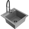 Mexen Vito évier en granit 1 bac avec robinet de cuisine Aster, gris - 6503-71-73450-07-B