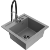 Mexen Vito fregadero de granito de 1 cámara con grifo de cocina Aster, gris - 6503-71-73450-07-B