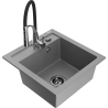 Mexen Vito granite single-bowl kitchen sink with Aster faucet, gray - 6503-71-73450-07-B