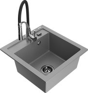 Mexen Vito lavello in granito a 1 vasca con miscelatore da cucina Aster, grigio - 6503-71-73450-07-B