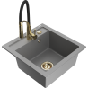 Mexen Vito fregadero de granito de 1 compartimento con grifo de cocina Aster, gris - 6503-71-73450-57-G