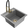 Mexen Vito granit izlietne ar 1 nodalījumu un virtuves jaucējkrānu Aster, pelēks - 6503-71-73450-57-G