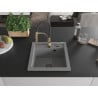 Mexen Vito granite sink 1-bowl with Aster kitchen tap, grey - 6503-71-73450-57-B