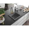 Mexen Vito fregadero de granito de 1 seno con grifo de cocina Aster, gris - 6503-71-73450-57-B