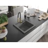 Mexen Vito granite sink 1-bowl with Aster kitchen tap, grey - 6503-71-73450-57-B
