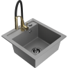 Mexen Vito Granitspüle 1-Becken mit Küchenarmatur Aster, grau - 6503-71-73450-57-B