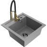 Mexen Vito lavello da cucina in granito 1 vasca con rubinetto Aster, grigio - 6503-71-73450-57-B