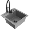Mexen Vito 1-bowl Granite Sink with Aster Kitchen Tap, Grey - 6503-71-73450-70-B