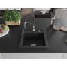 Mexen Vito 1-bowl granite sink with Aster kitchen tap, black/silver metallic- 6503-73-73450-07