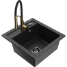 Mexen Vito granieten spoelbak met 1 bak en Aster keukenkraan, zwart/zilver metallic- 6503-73-73450-57-B