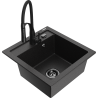 Mexen Vito Granitspüle 1-komoriger mit Küchenarmatur Aster, schwarz/silber metallic - 6503-73-73450-70-B