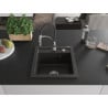 Mexen Vito granite kitchen sink 1-bowl with Aster kitchen faucet, black/gold metallic - 6503-75-73450-07