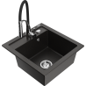 Mexen Vito granite kitchen sink 1-bowl with Aster kitchen faucet, black/gold metallic - 6503-75-73450-07