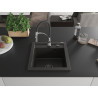 Mexen Vito granit gootsteen 1-komoers met keukenmengkraan Aster, zwart/goud metallic - 6503-75-73450-07-B