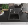 Mexen Vito Granitspüle 1-Becken mit Küchenarmatur Aster, Schwarz/Gold Metallic- 6503-75-73450-07-B