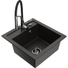 Mexen Vito 1-Bowl Granite Sink with Aster Kitchen Tap, Black/Gold Metallic- 6503-75-73450-07-B