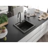 Mexen Vito Granitspüle 1-Becken mit Küchenarmatur Aster, Schwarz/Gold Metallic- 6503-75-73450-07-B