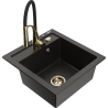 Mexen Vito Granitspüle 1-beckig mit Küchenarmatur Aster, schwarz/gold metallic- 6503-75-73450-57-G