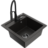 Mexen Vito granit gootsteen 1-kuips met keukenmengkraan Aster, zwart/gouden metallic - 6503-75-73450-70-B