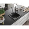 Mexen Vito 1-bowl granite kitchen sink with Aster kitchen tap, speckled black - 6503-76-73450-07