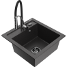 Mexen Vito granite sink 1-bowl with Aster kitchen tap, black speckled - 6503-76-73450-07-B